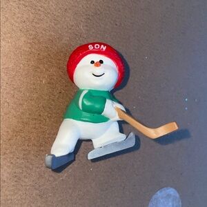 Green and Red Hockey Bear Ornament